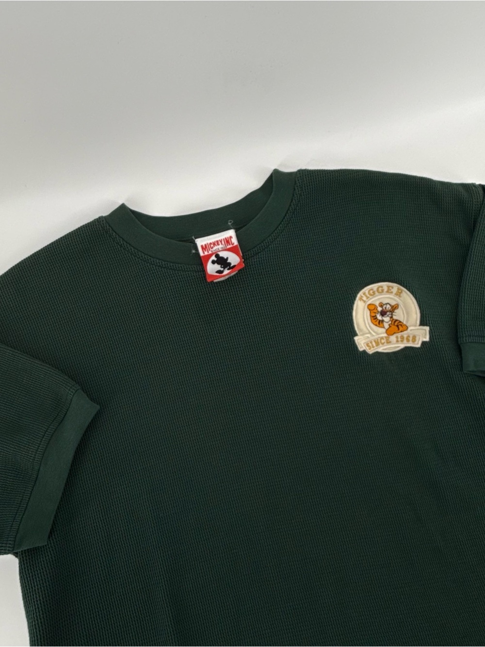 Vintage Mickey INC Disney Goofy Embroidered T-Shirt Green Mens L Waffle Knit